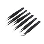 Set of 6 anti-static tweezers for electronic devices such as phones and other